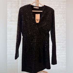 Zara Shimmering Black Sequin Dress